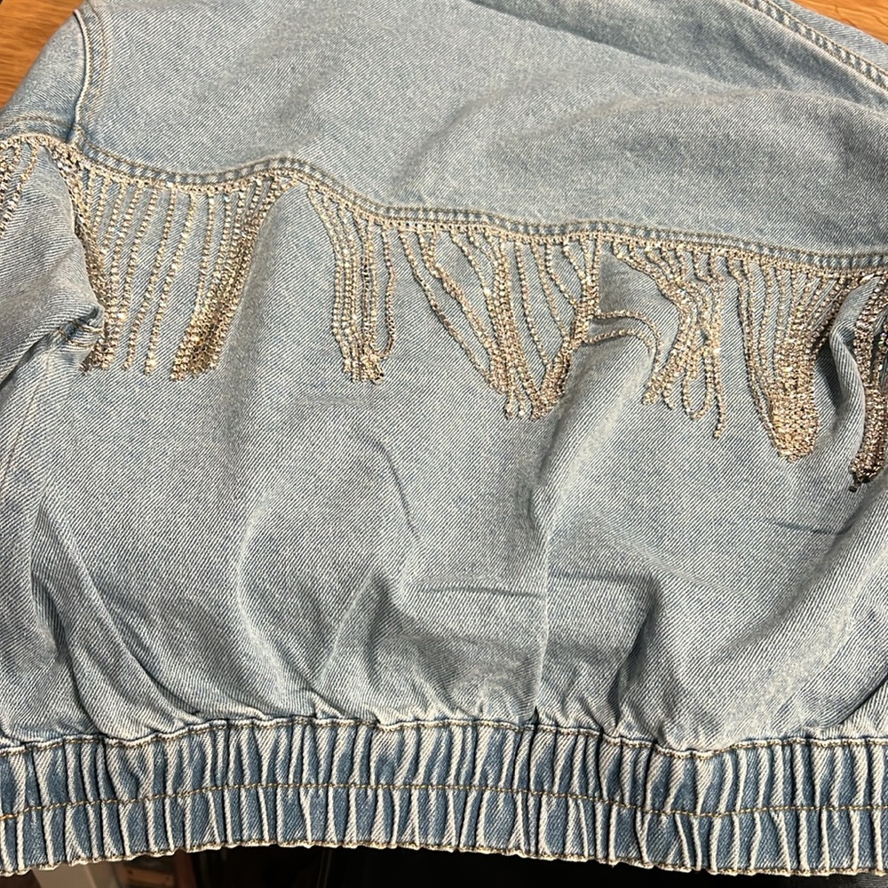 Free People Denim Jacket with detail rhinestones. - Picture 8 of 10